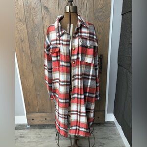 SHEIN orange and White Plaid Utility Jacket
